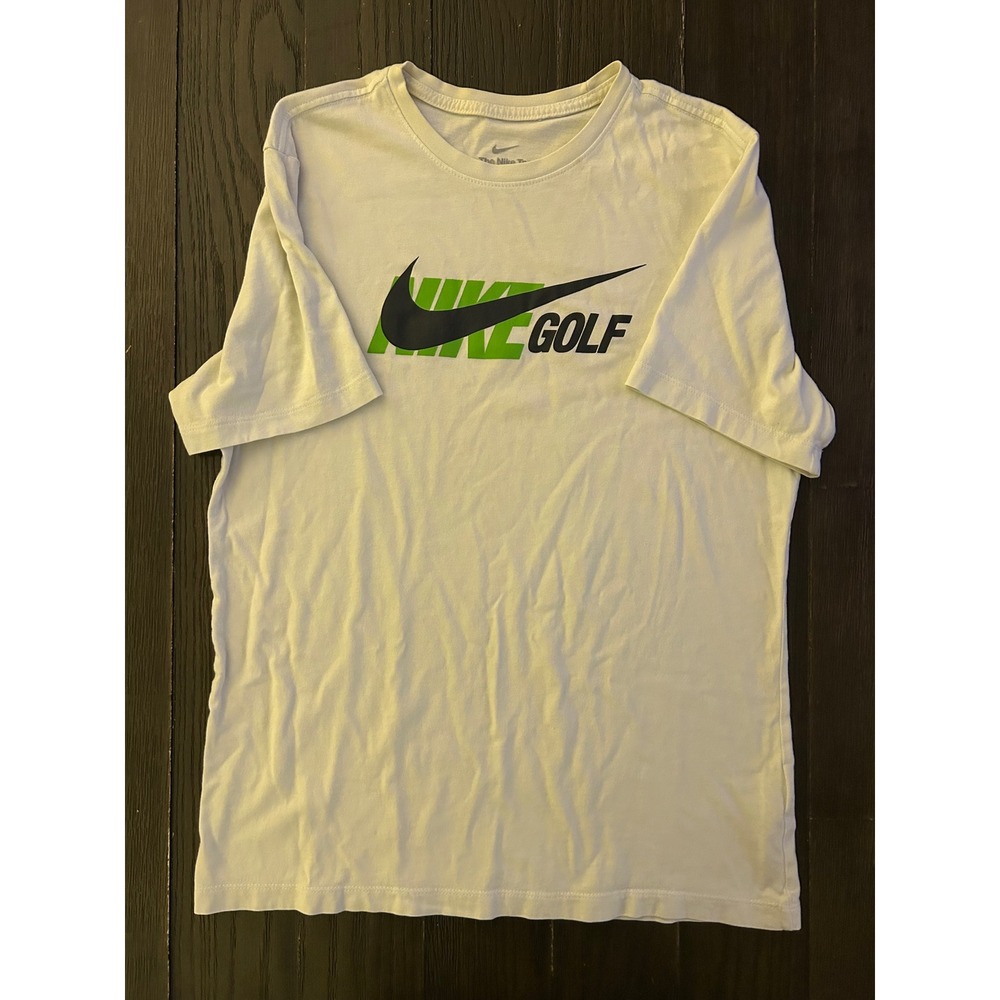 Nike Golf The Nike Tee Mens White Green Swoosh Graphic T-Shirt Size Medium